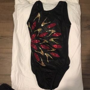 Red and Gold Gymnastics Leotard